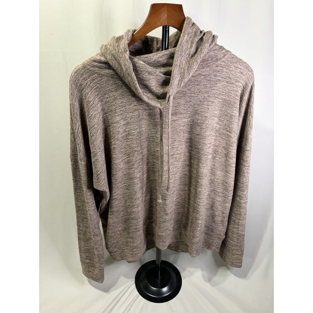 Women's Maurice Funnel Neck Grey Fuzzie Hoodie Large